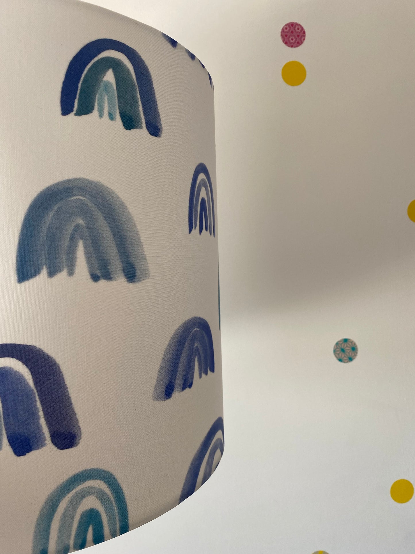 Cool blues rainbow Pompom bright lampshades.