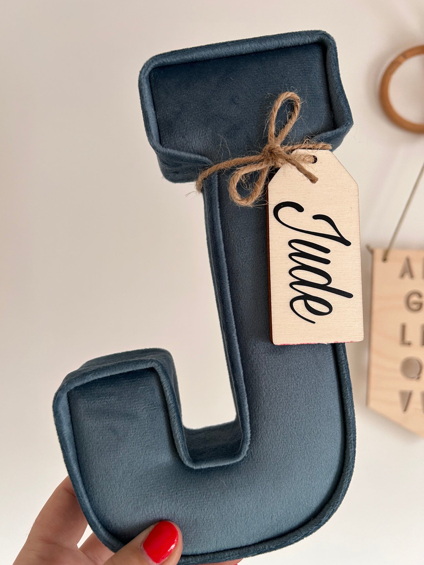 Velvet fabric letter
