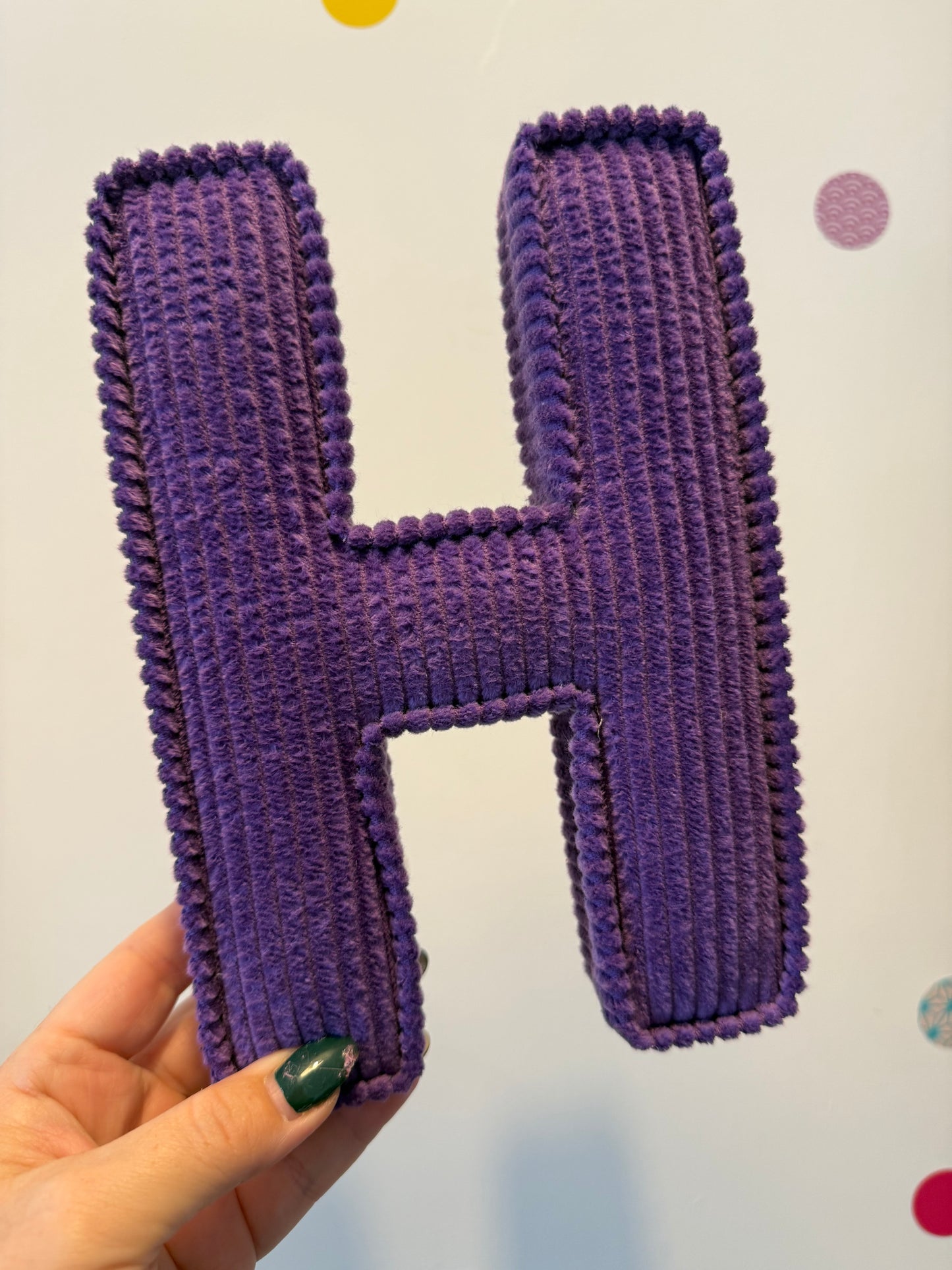 Corduroy fabric letter