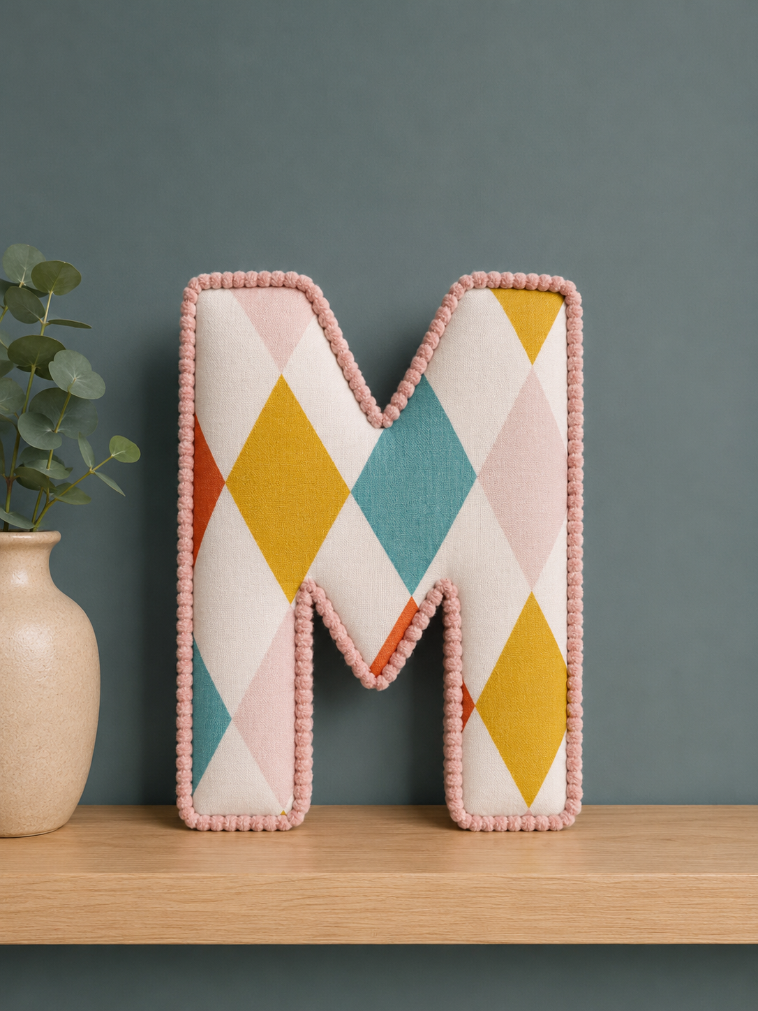 Harlequin and Scalloped colourful fabric letters