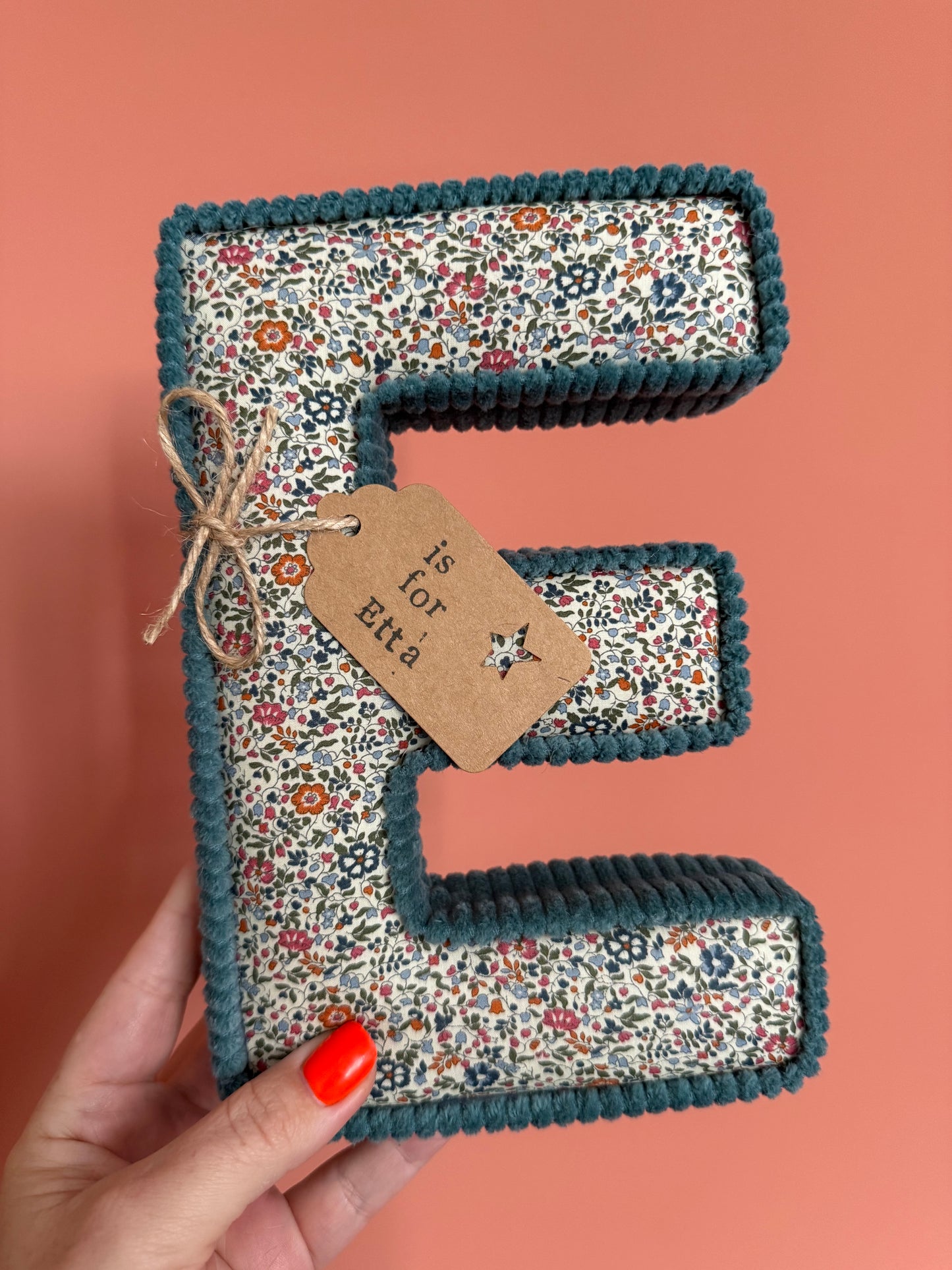 Liberty London Corduroy fabric letters