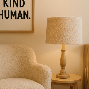 Bouclé lampshades.