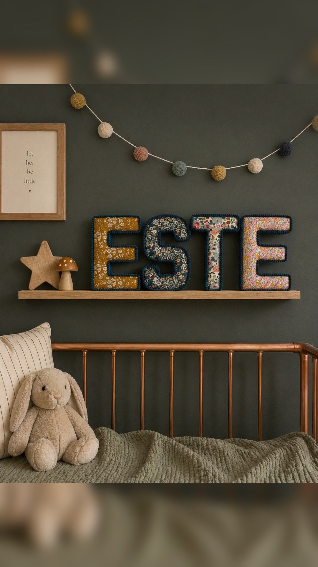 Liberty London Corduroy fabric letters