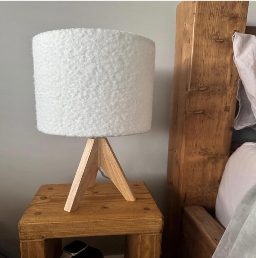 Bouclé lampshades.