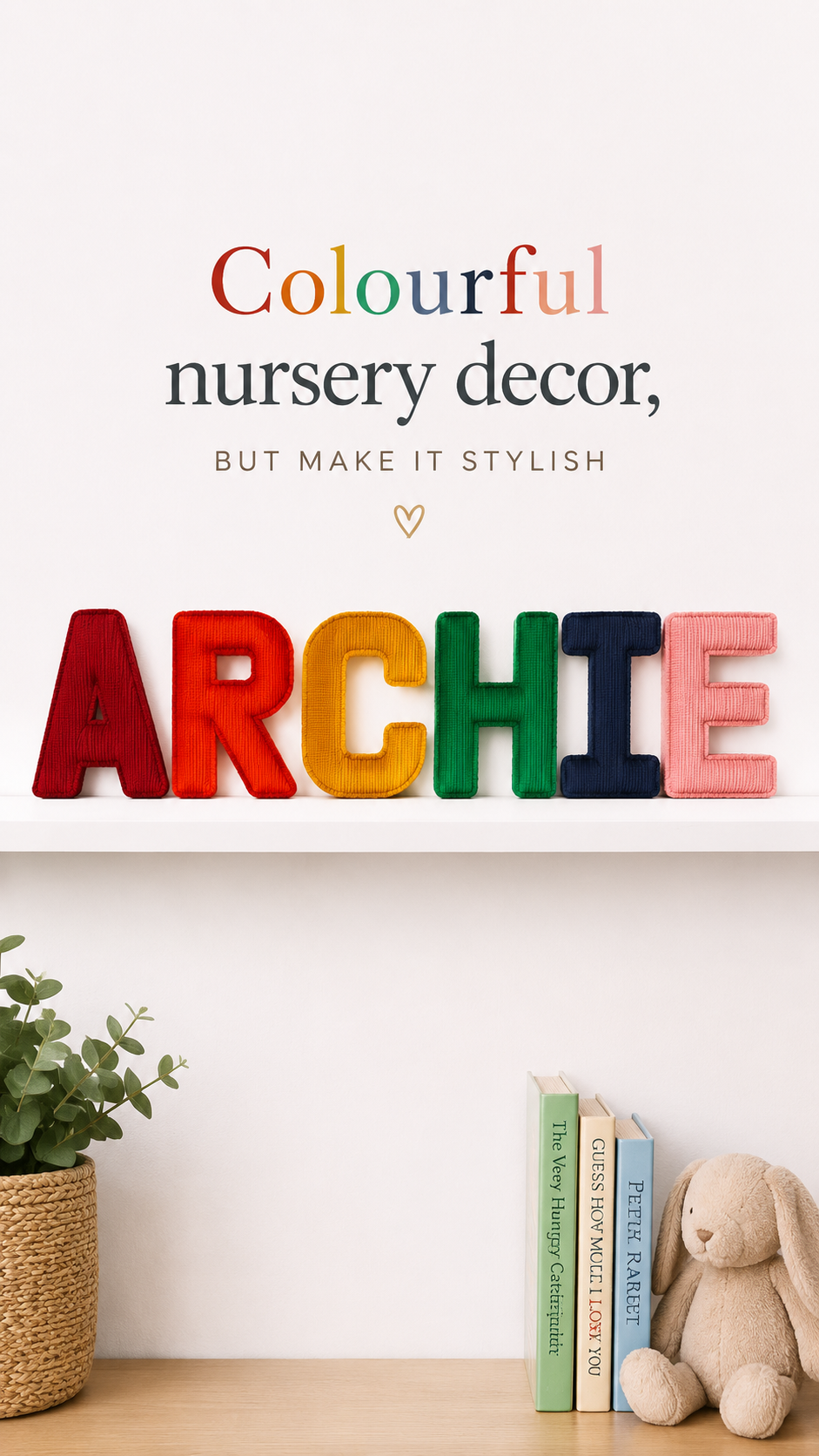Corduroy fabric letter