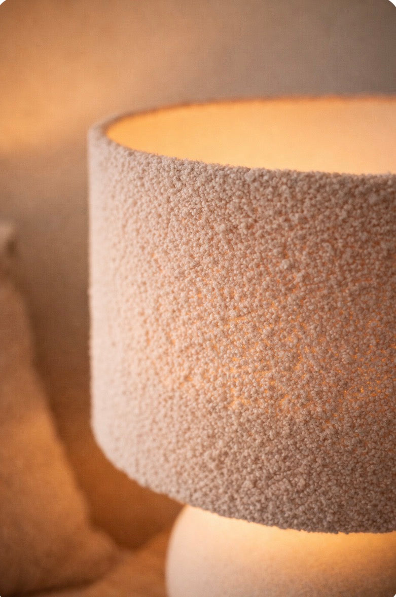 Bouclé lampshades.