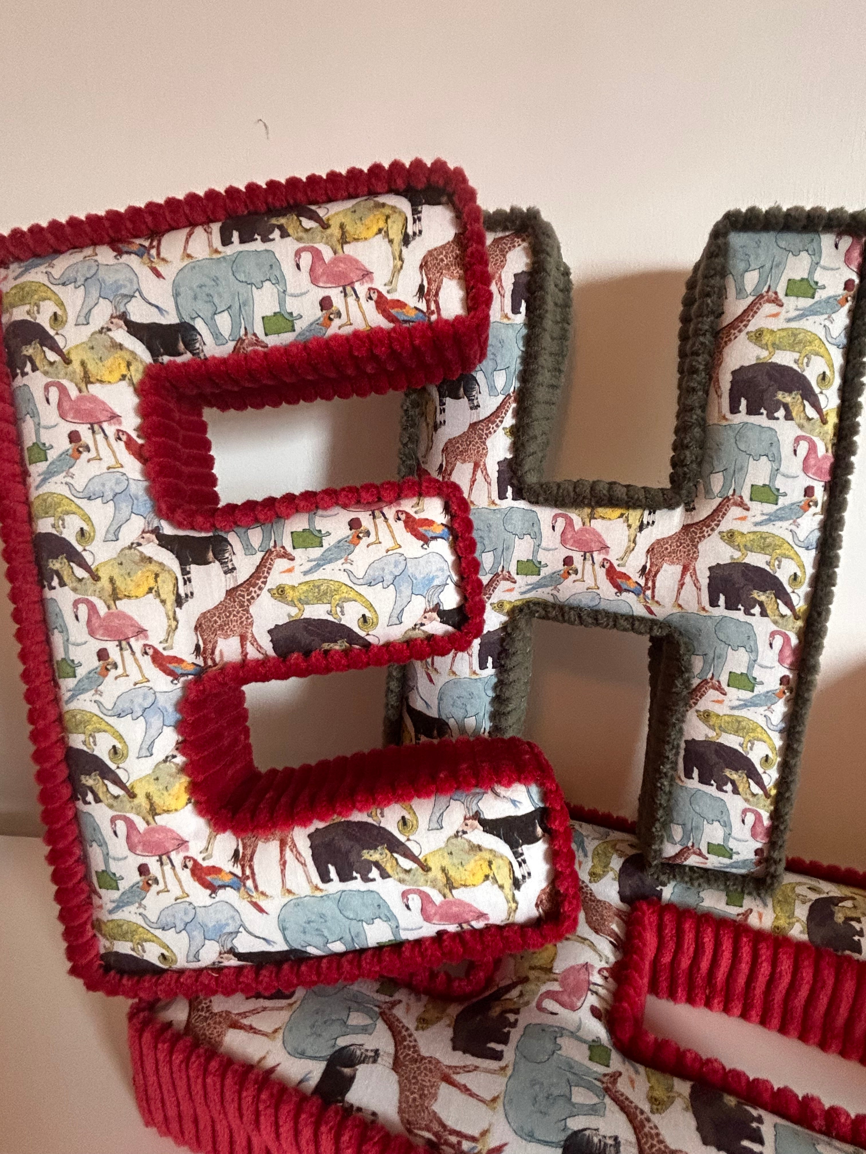 Liberty London Corduroy fabric letters