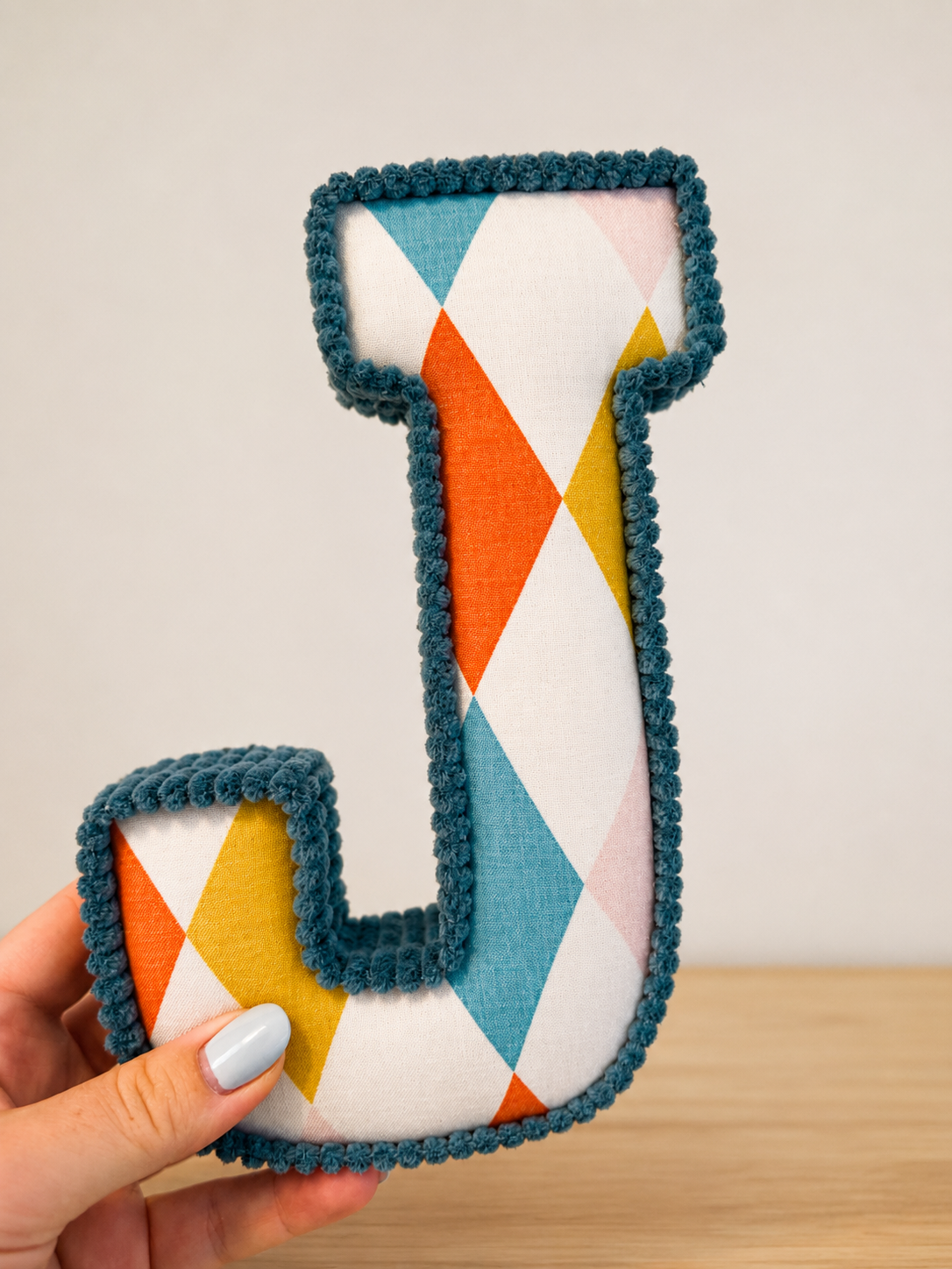 Harlequin and Scalloped colourful fabric letters