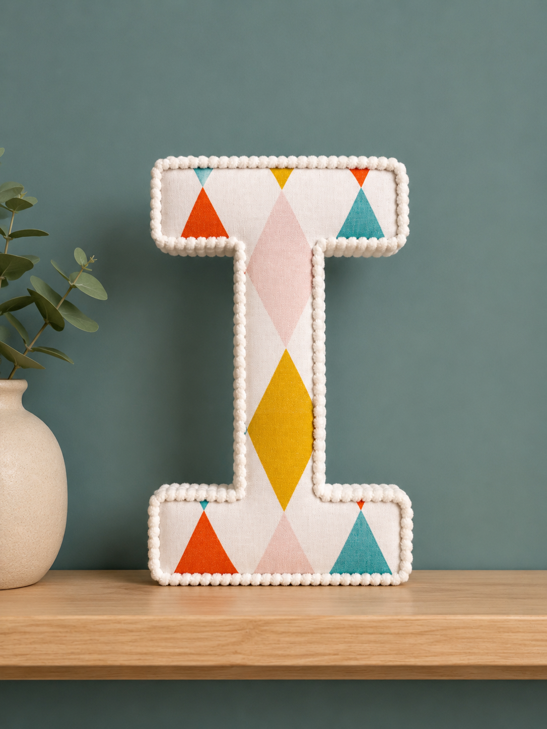 Harlequin and Scalloped colourful fabric letters