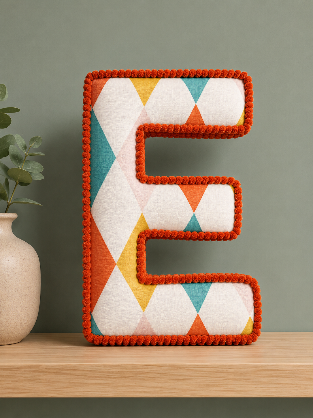 Harlequin and Scalloped colourful fabric letters