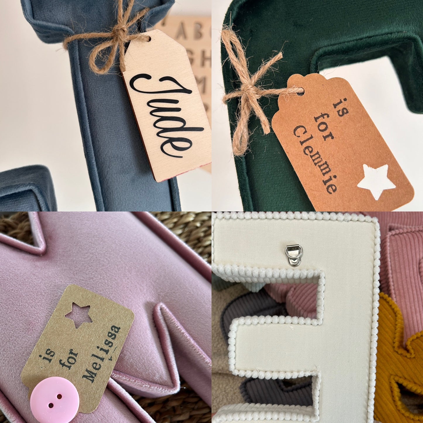 Velvet fabric letter