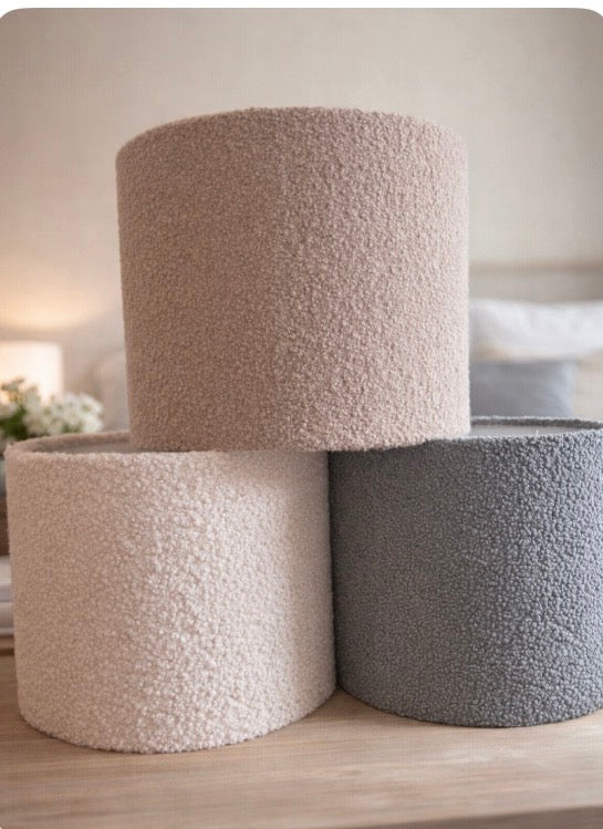 Bouclé lampshades.
