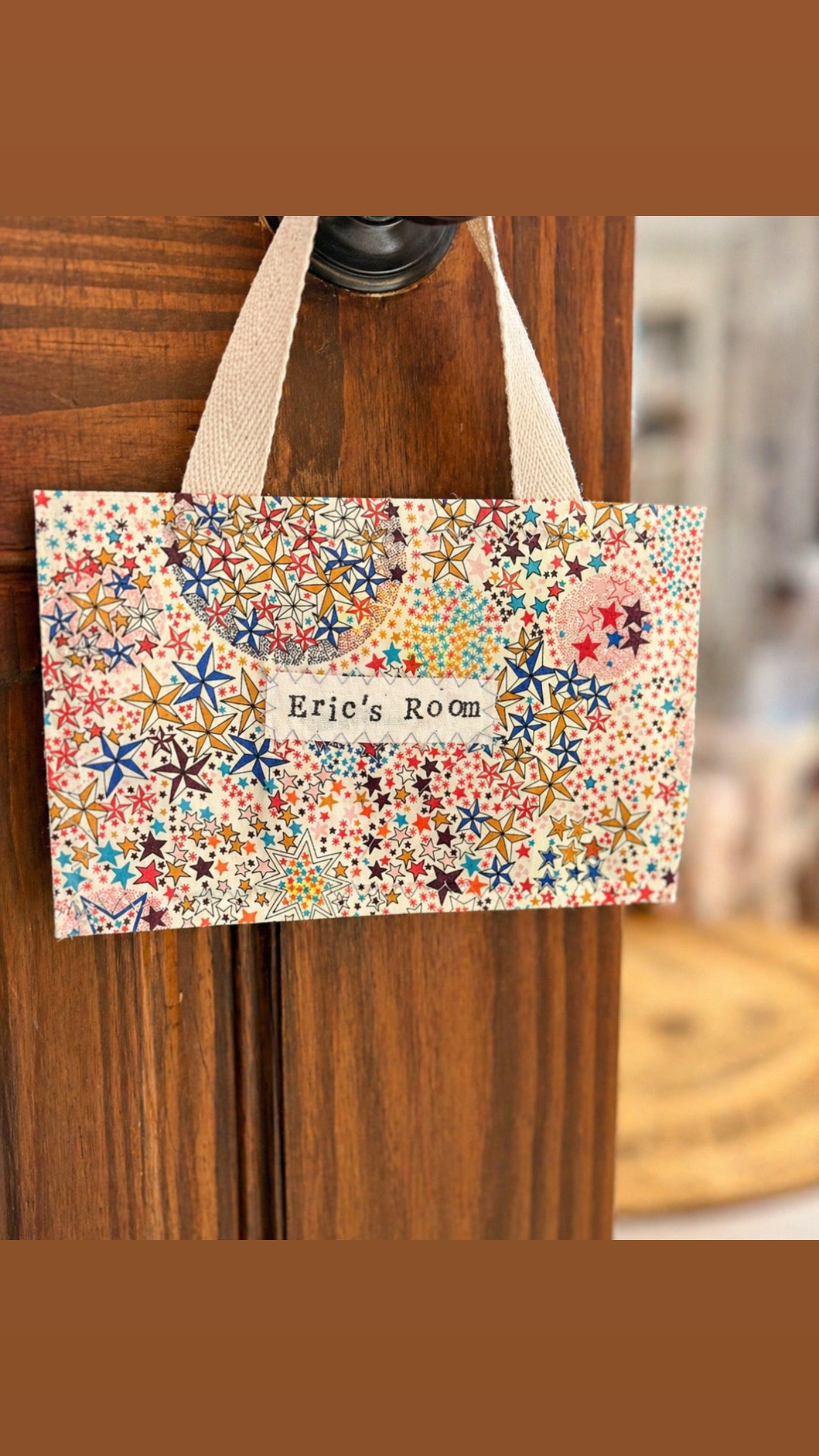 Personalised Kids Door Sign | Liberty Fabric Name Plaque, Nursery Room Hanger