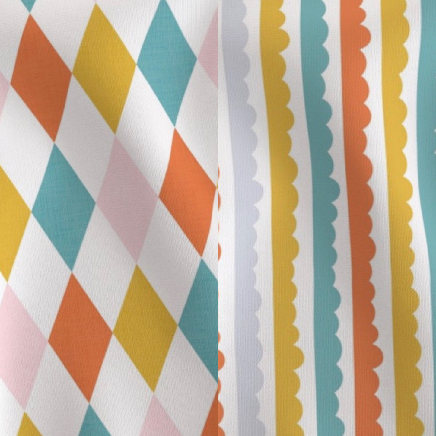 Harlequin and Scalloped colourful fabric letters