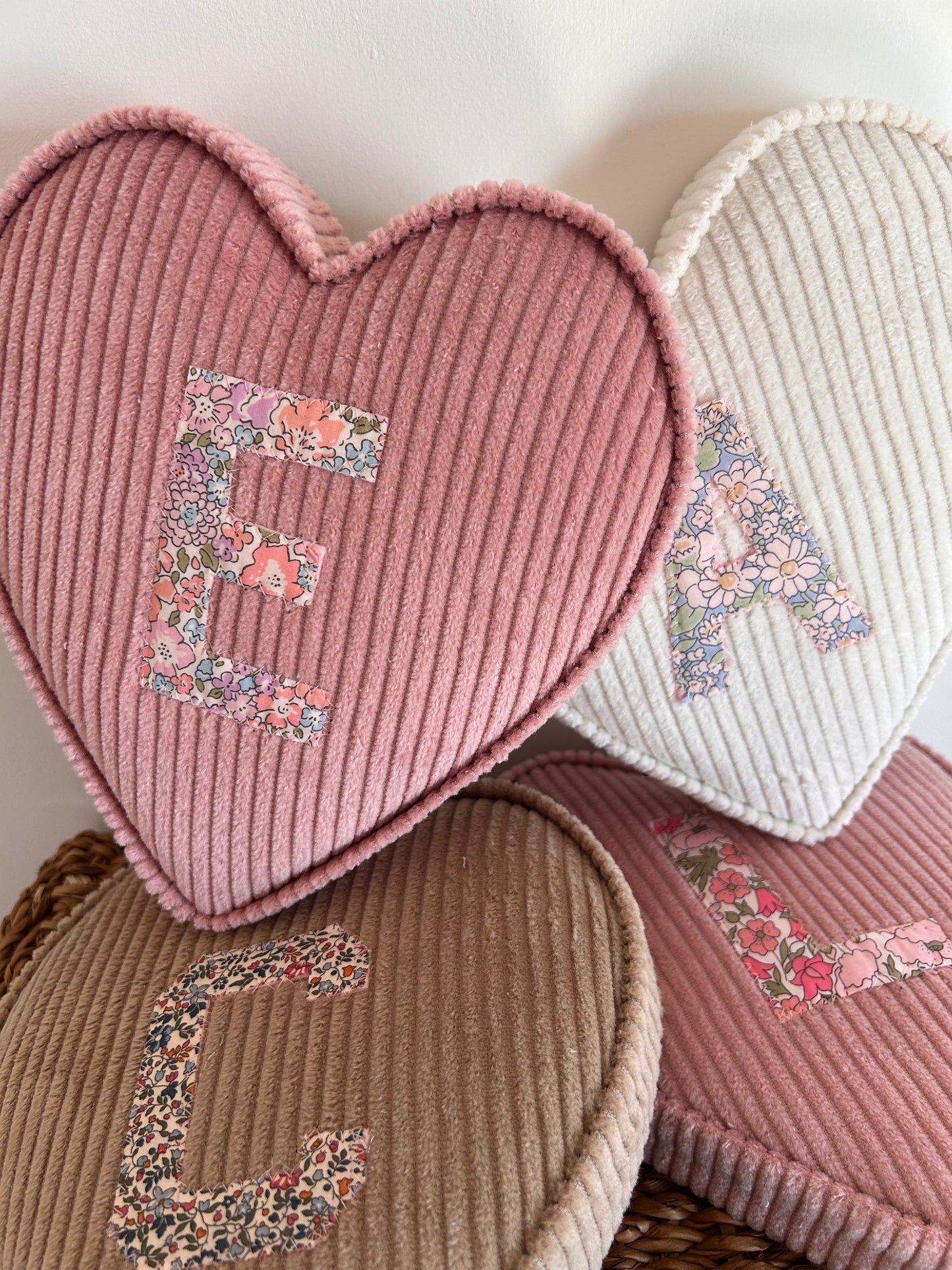 personalised Liberty London initial fabric hearts