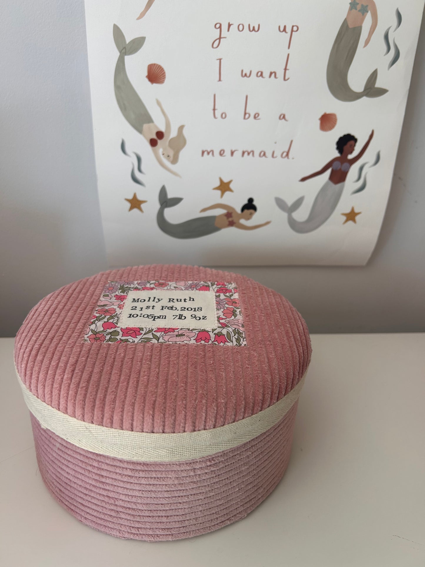 Memory box,  Liberty London fabric nursery storage