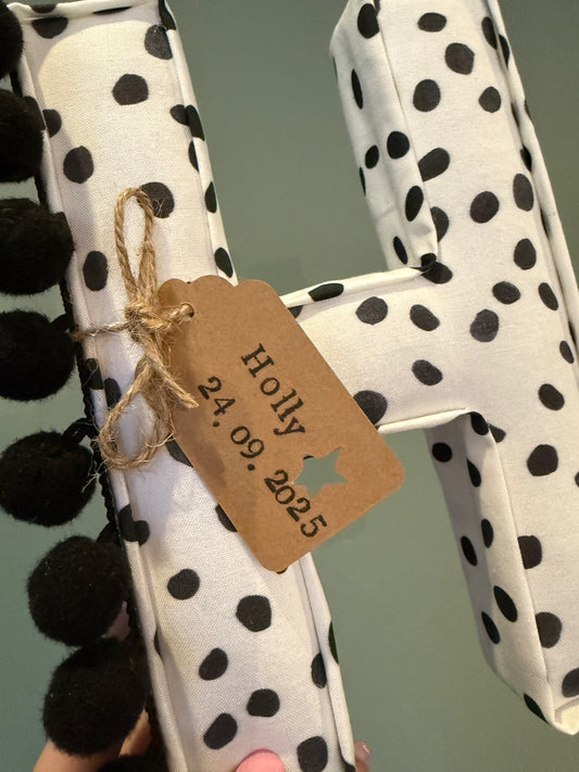 Dalmatian fabric pompom letter