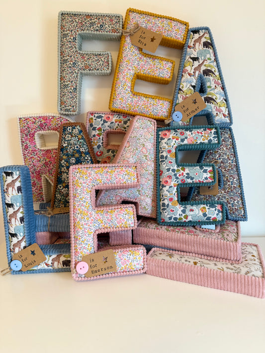 Liberty London Corduroy fabric letters