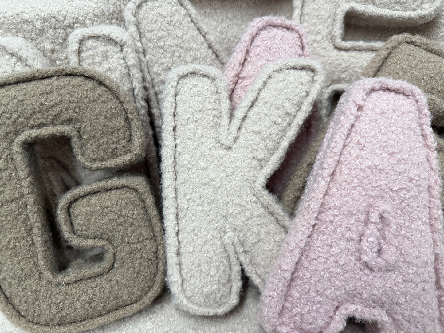 Bouclé fabric letter