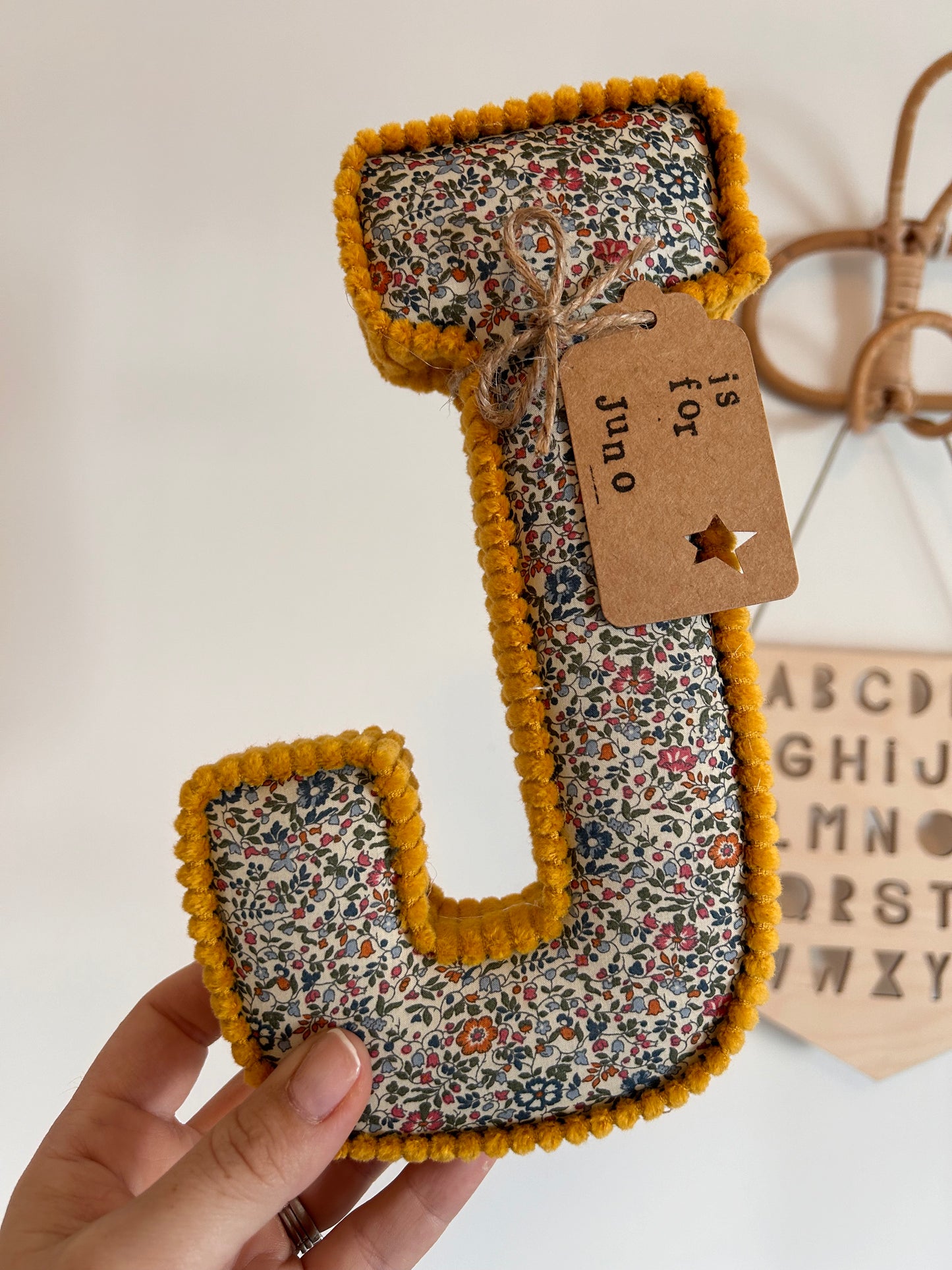 Liberty London Corduroy fabric letters