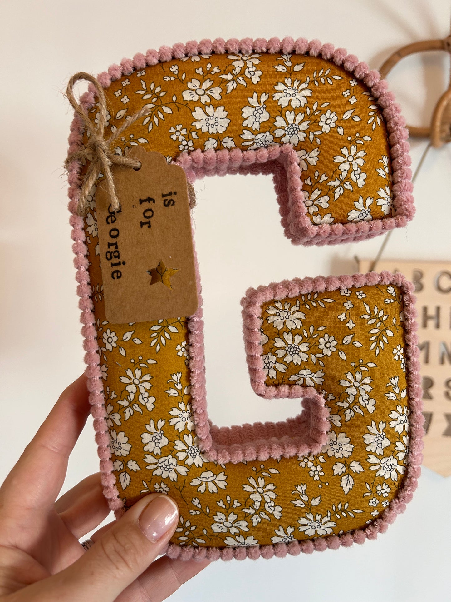 Liberty London Corduroy fabric letters