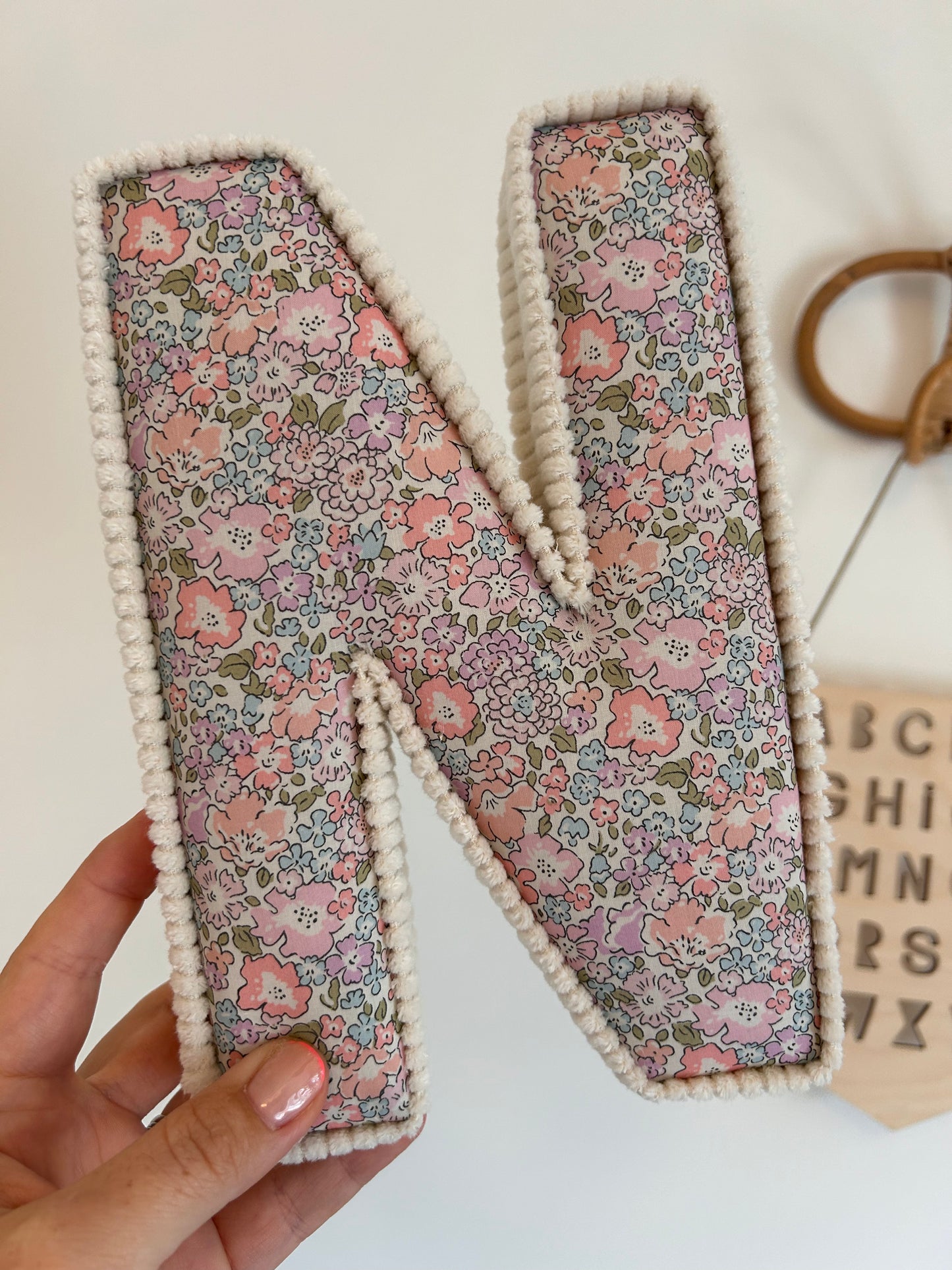 Liberty London Corduroy fabric letters