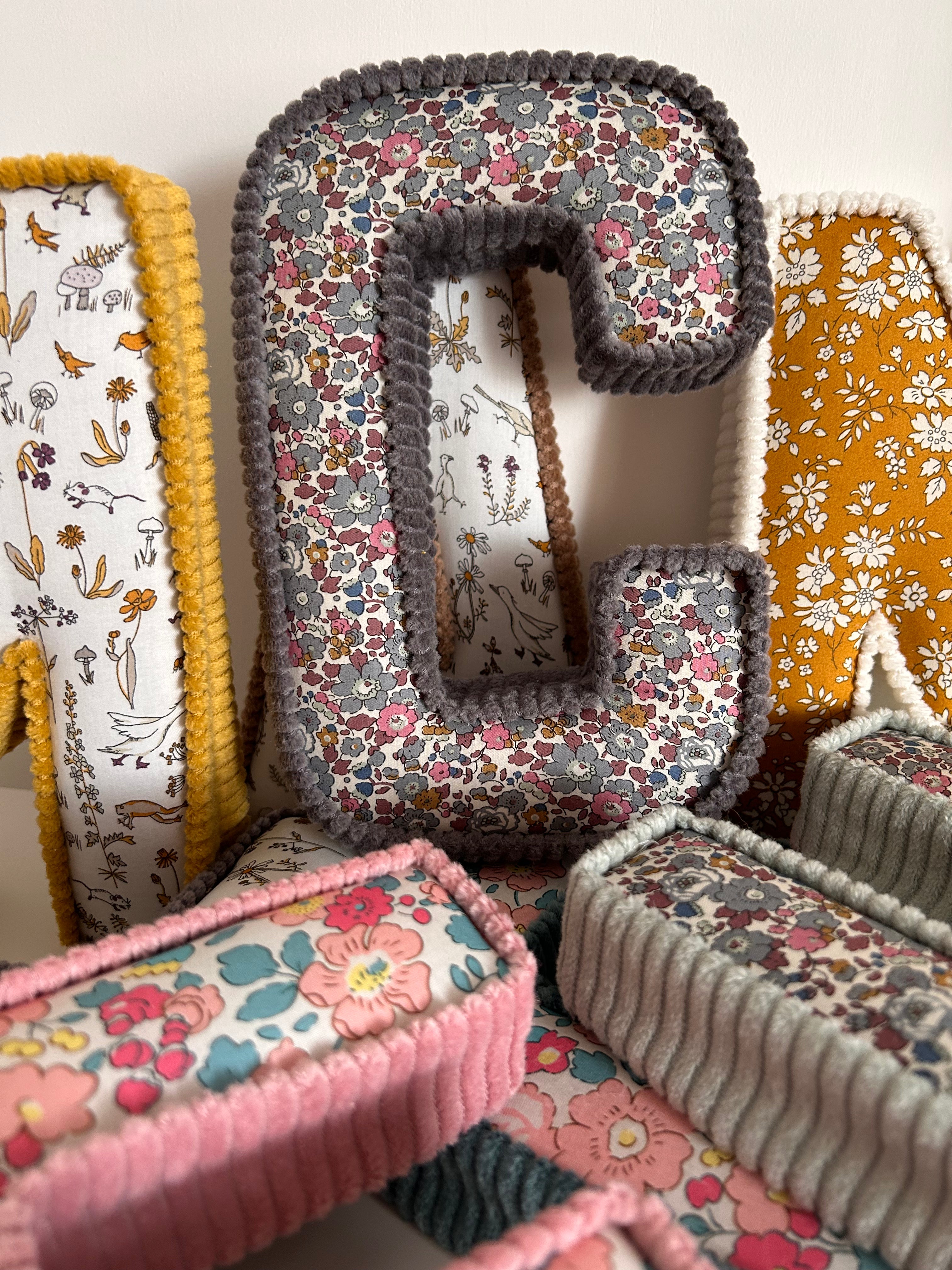 Liberty London Corduroy fabric letters