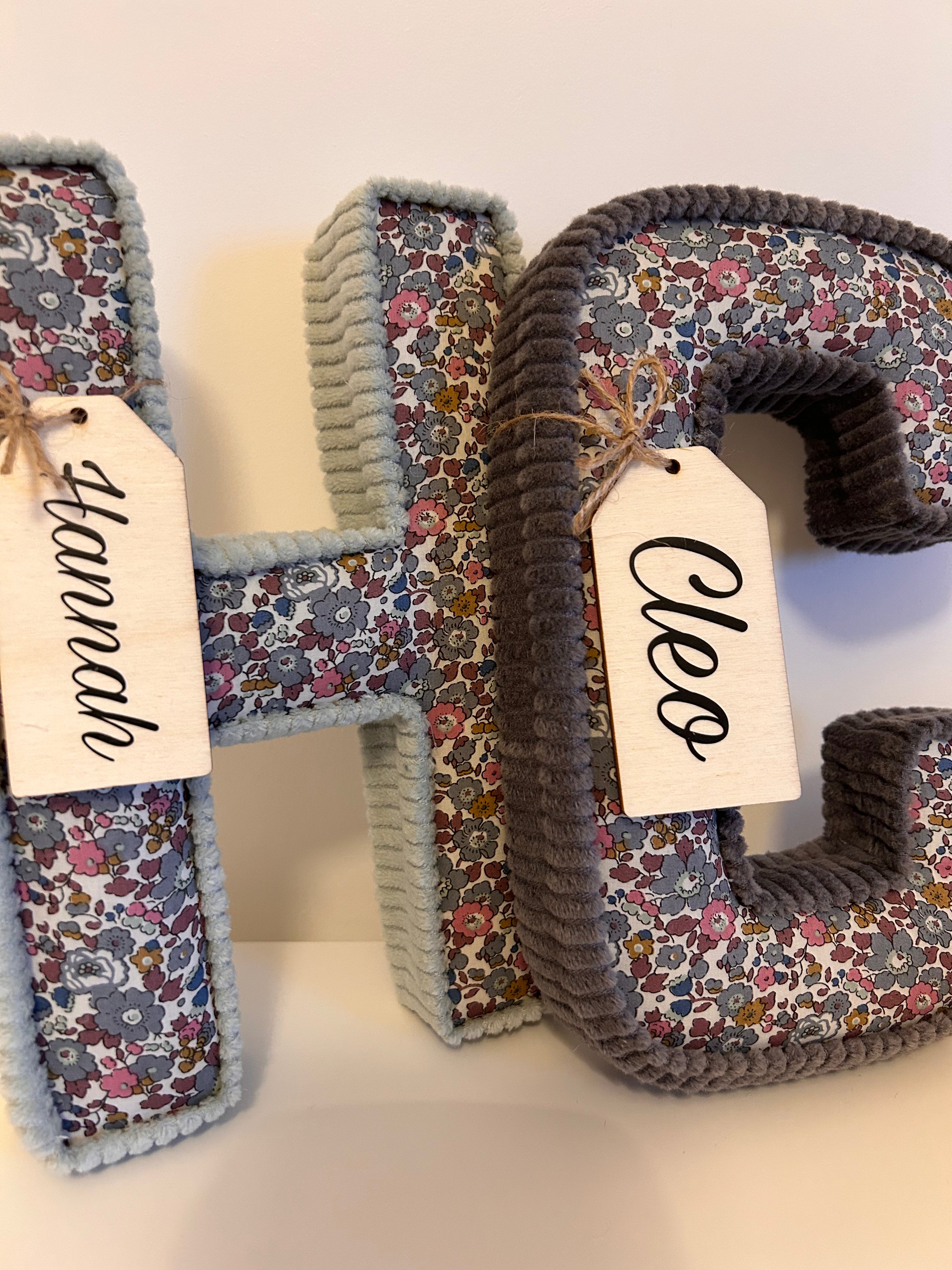 Liberty London Corduroy fabric letters