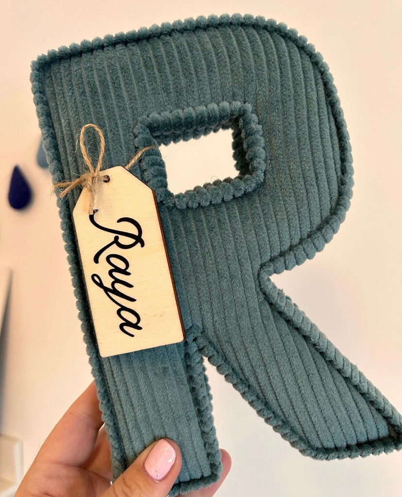 Corduroy fabric letter