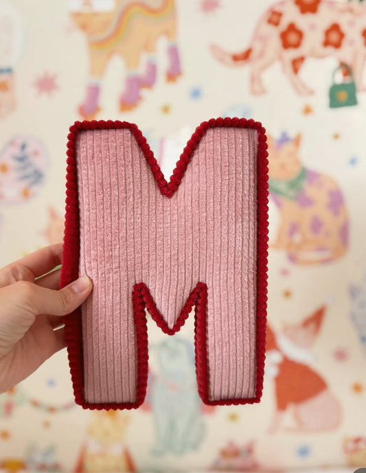 Contrasting trim corduroy letters