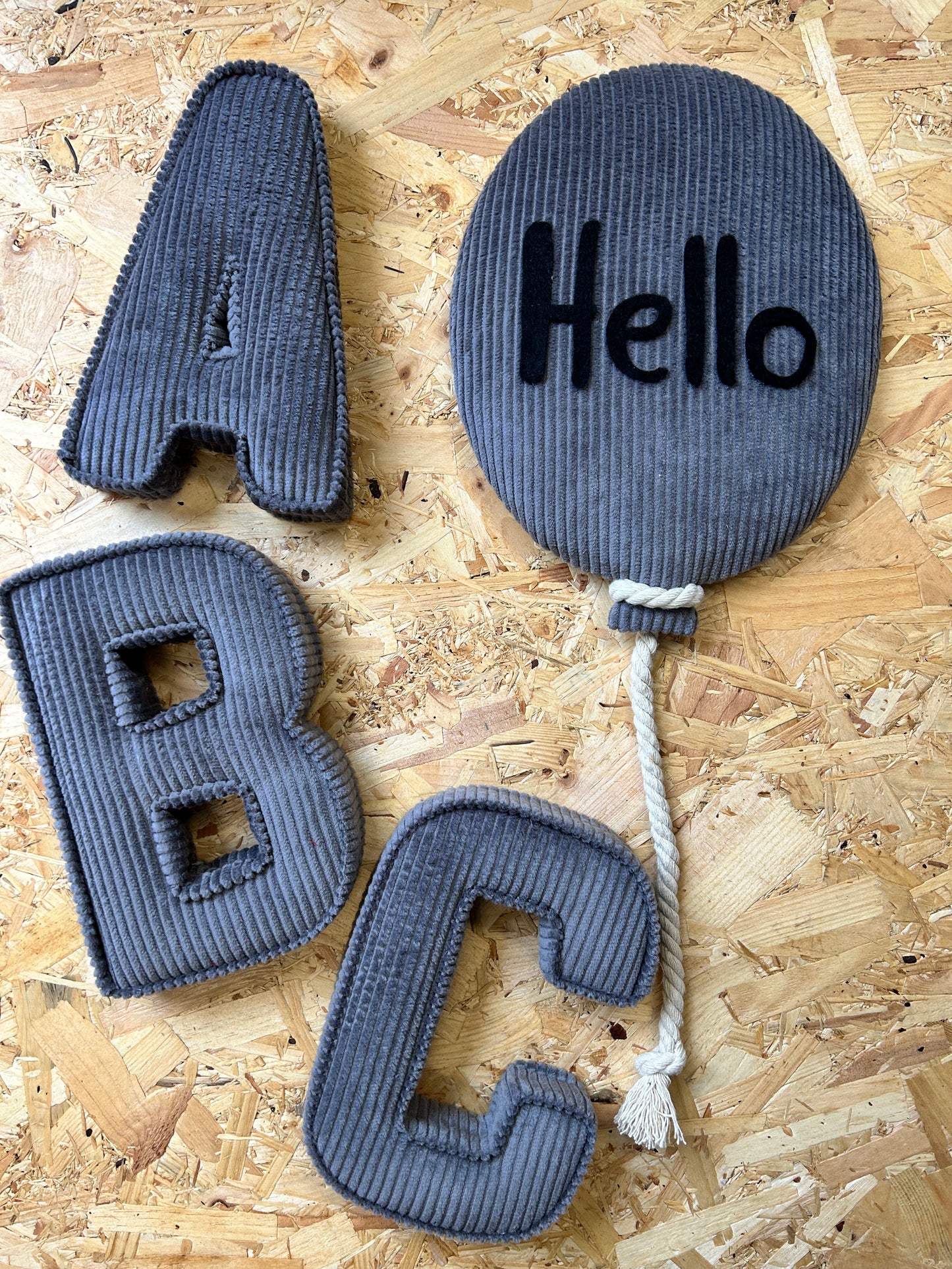 Corduroy fabric letter