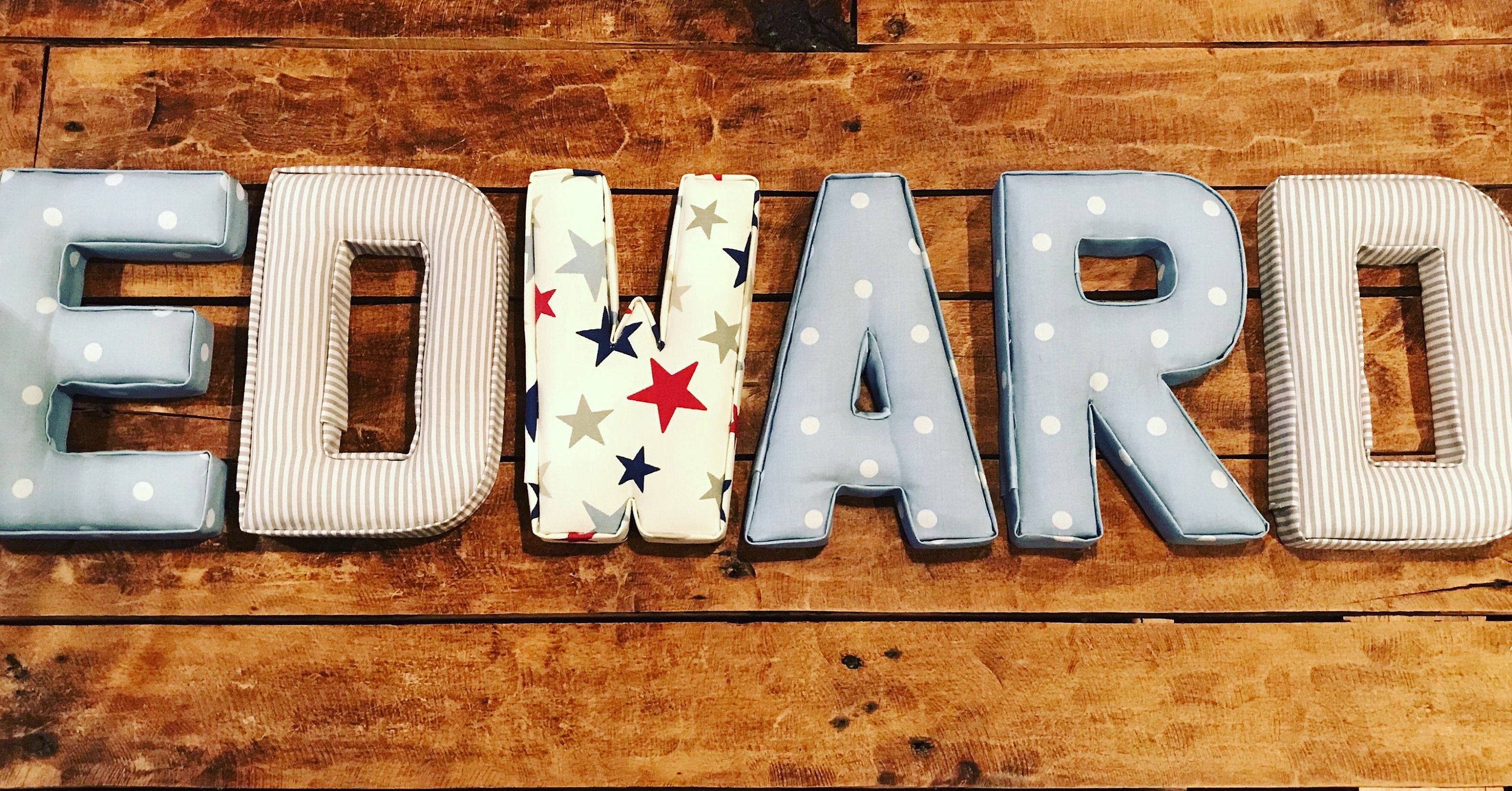 Personalised star wall art name fabric letters
