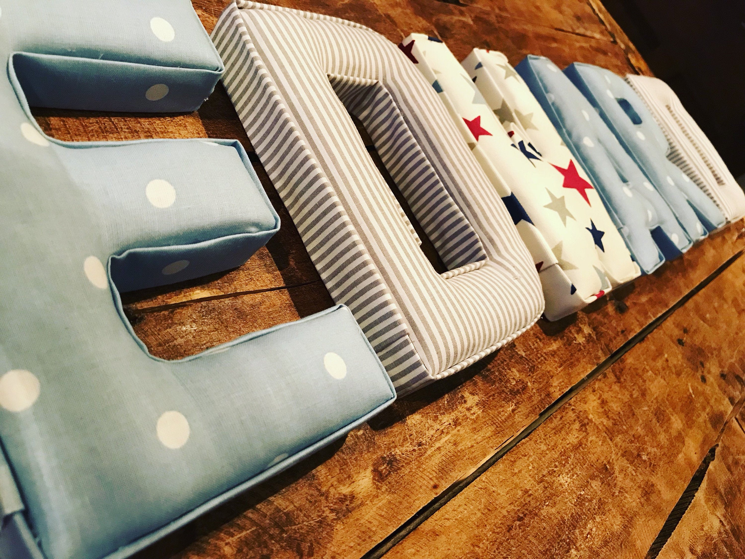 Personalised star wall art name fabric letters