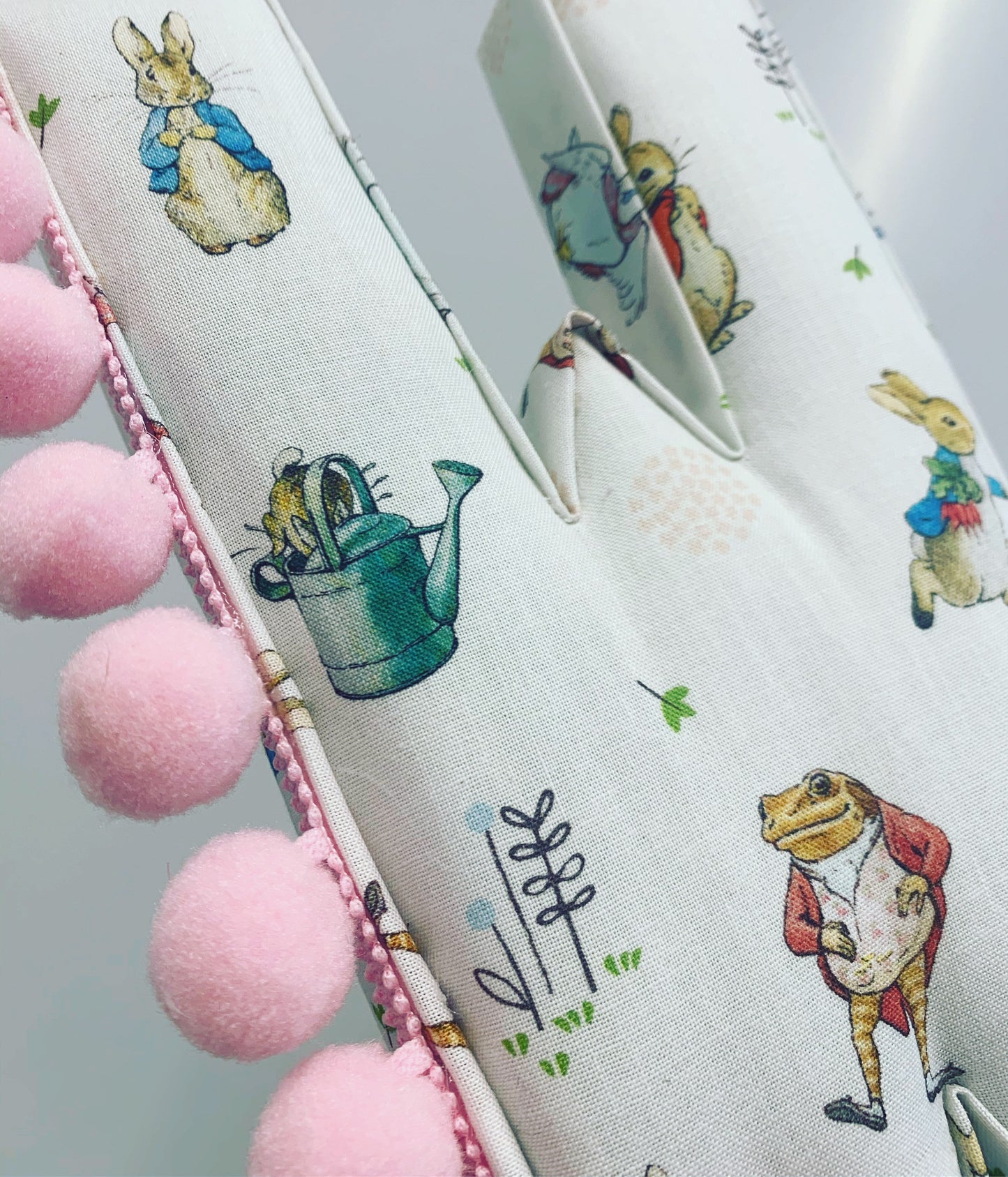 Beatrix potter fabric pompom letter.