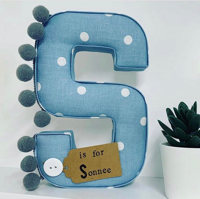 Polka dots fabric letter