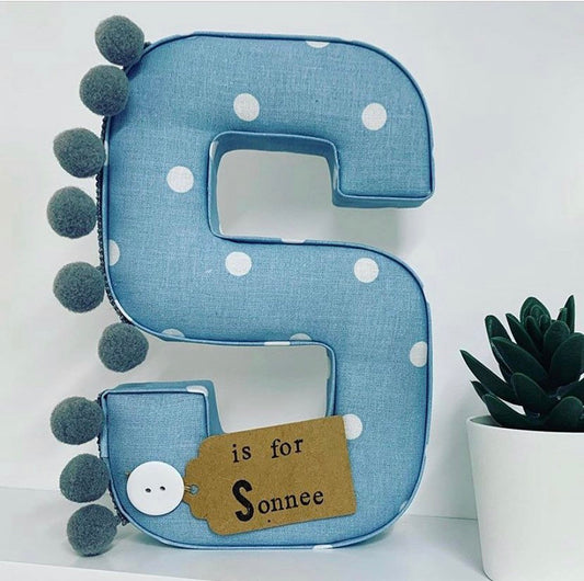 Polka dots fabric letter