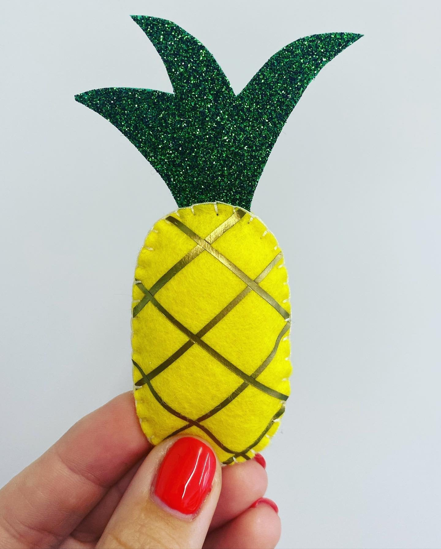 Personalised felt pineapple grey white pink fabric letters
