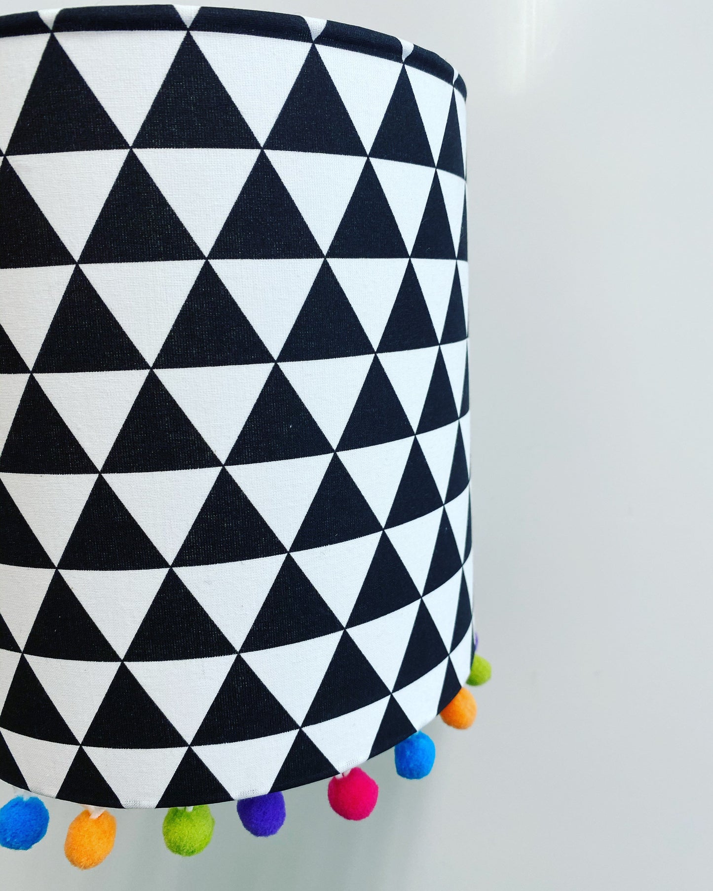 Pompom monochrome triangle black & white bright lampshades.