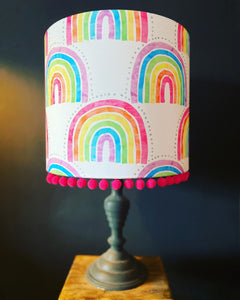 Rainbow Pompom bright lampshades.