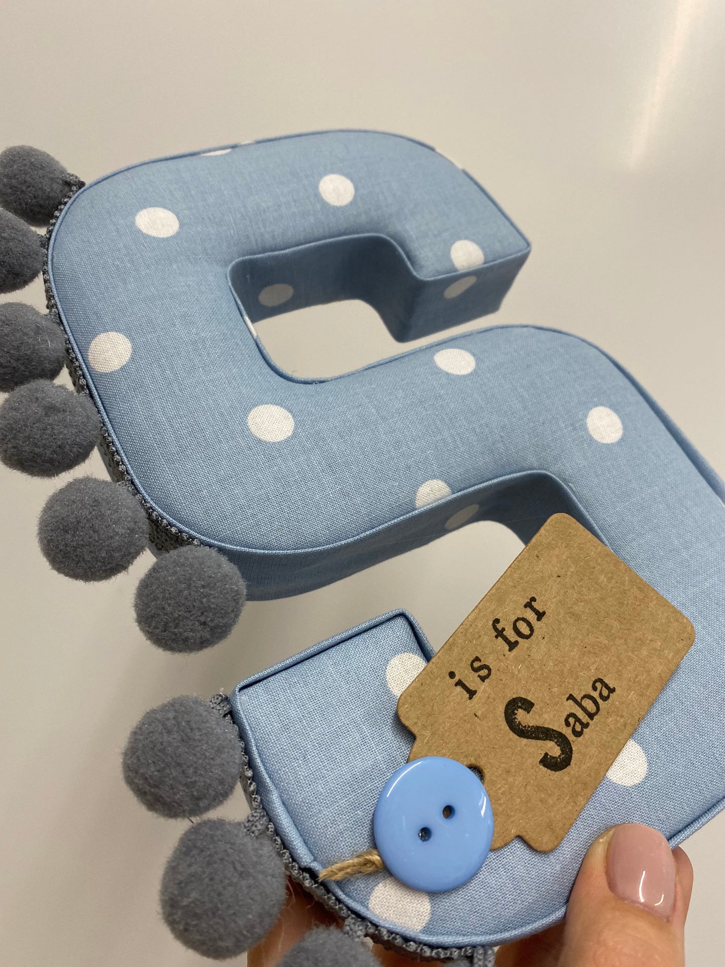 Polka dots fabric letter