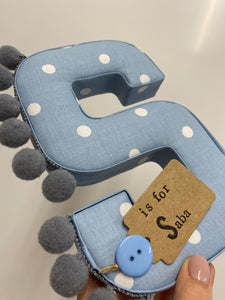 Polka dots fabric letter