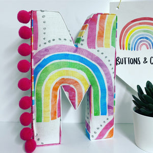 Rainbows fabric pompom letter