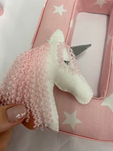 Personalised felt unicorn pink fabric letters nursery wall art