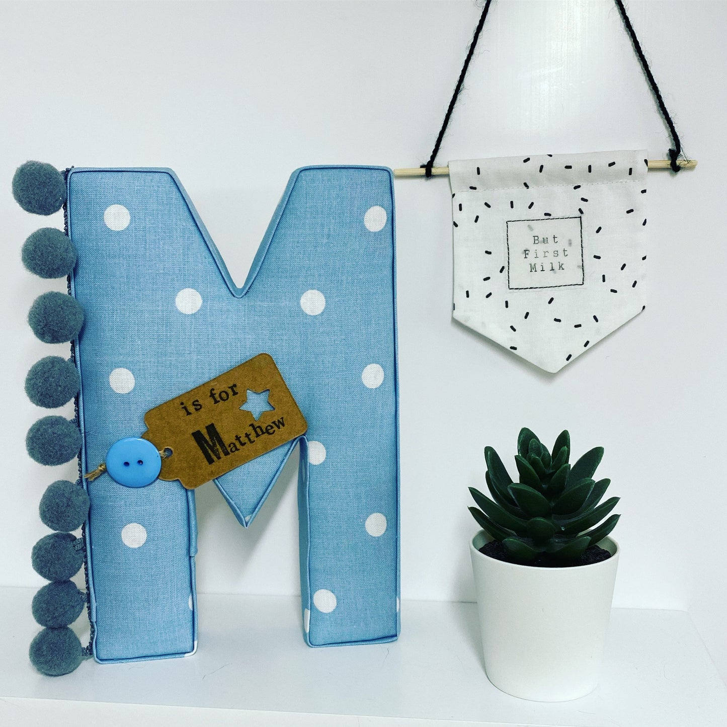 Polka dots fabric letter