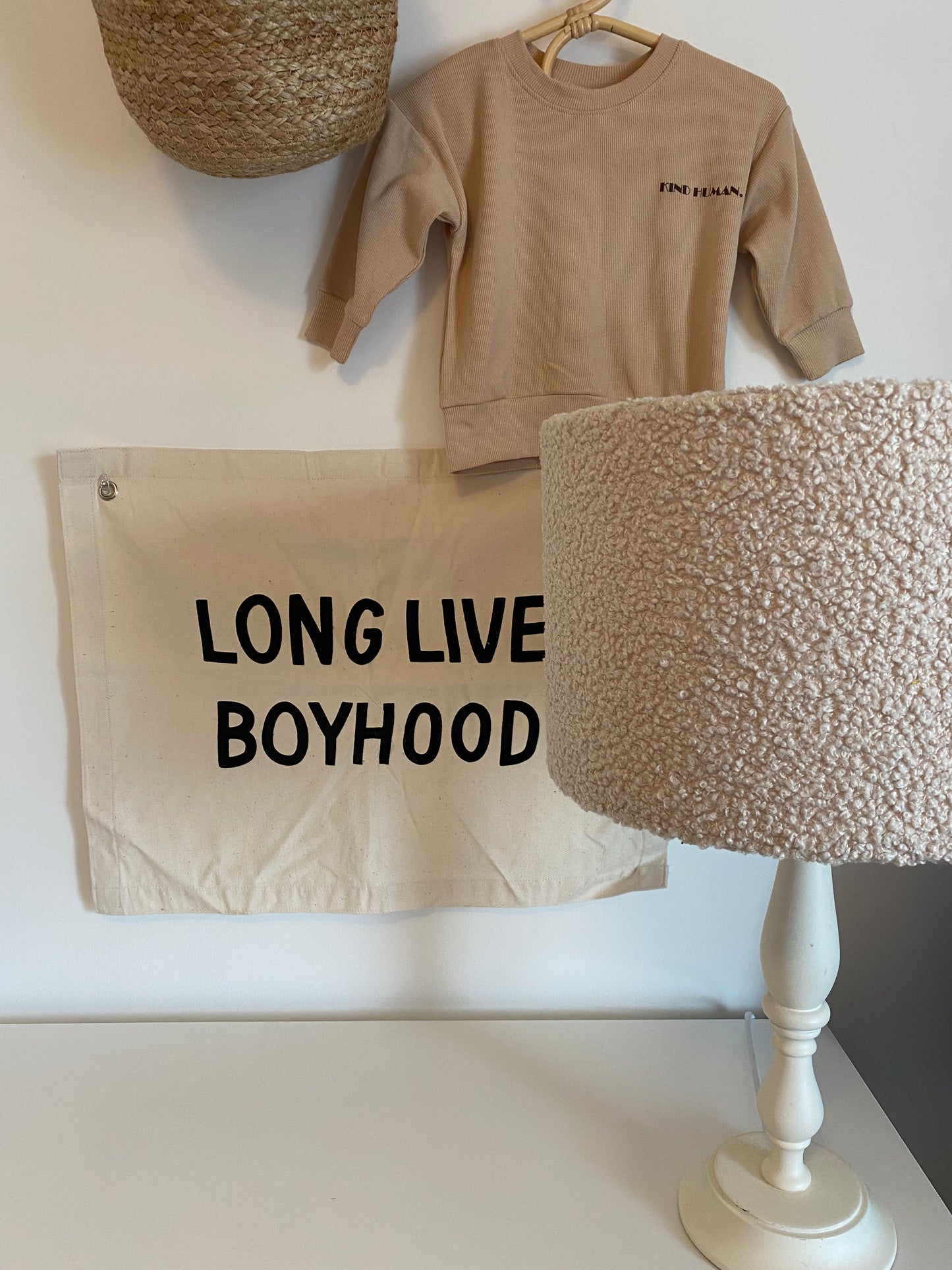 Bouclé lampshades.