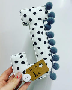 Dalmatian fabric pompom letter