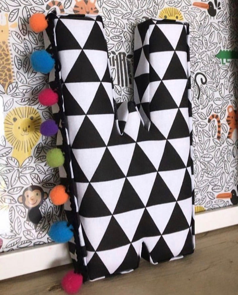monochrome triangle fabric letter