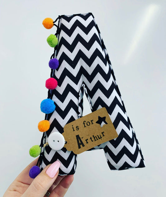 Monochrome chevron fabric letter