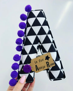 monochrome triangle fabric letter