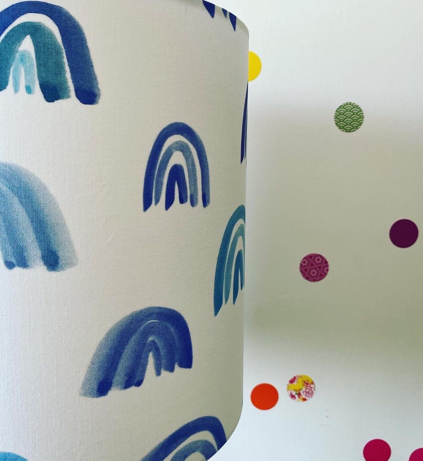 Cool blues rainbow Pompom bright lampshades.
